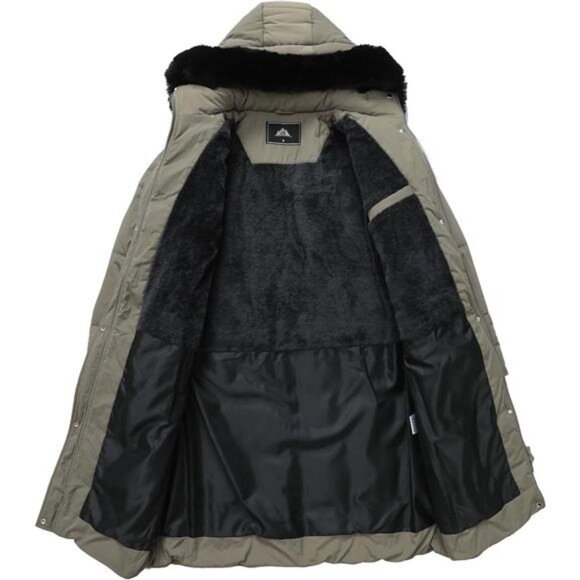 Women's Winter Coat Long Waterproof Parka - Warm Brown - Picture 3 of 7